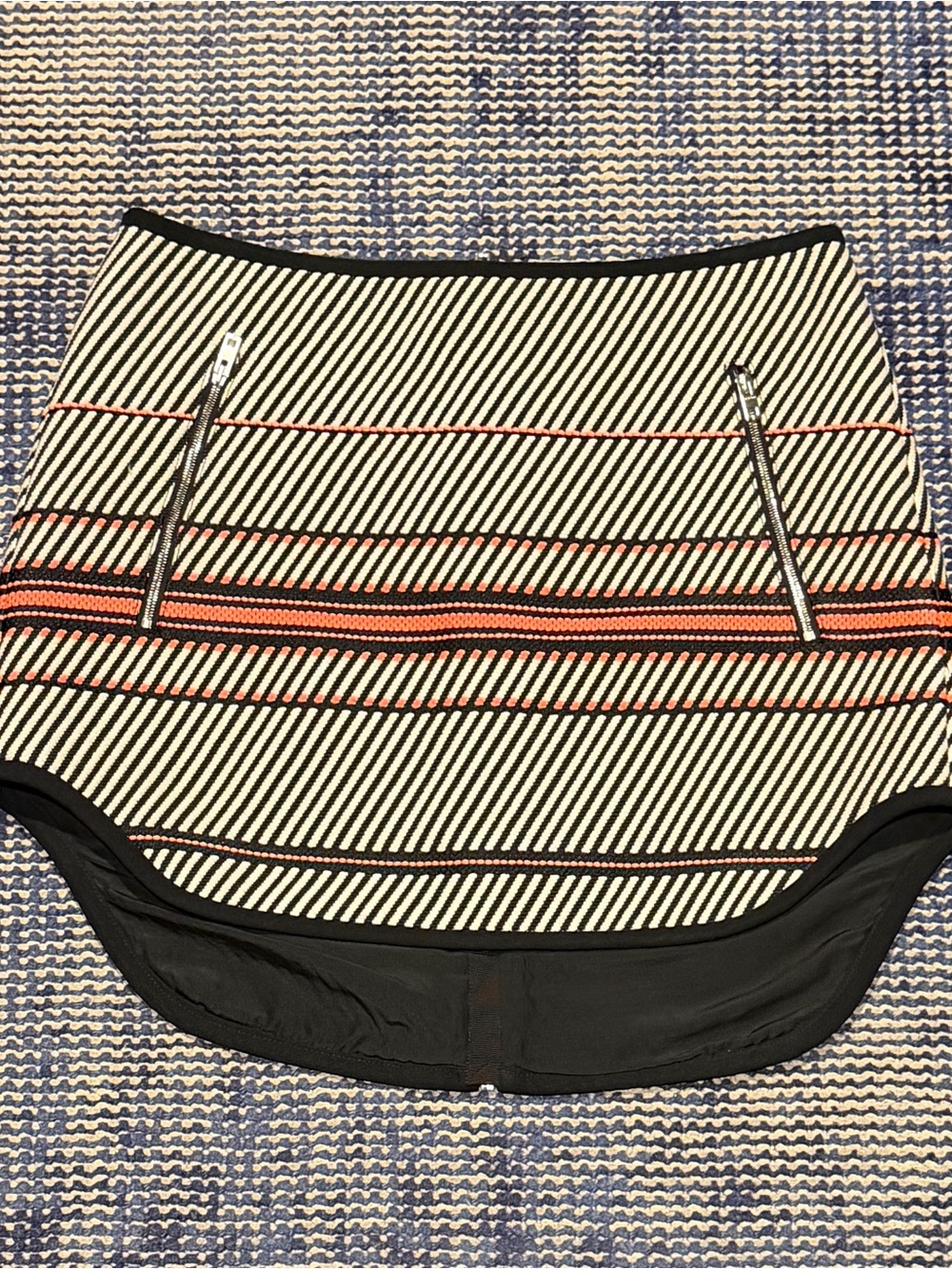 rag & bone Black, White & hot pink Striped Mini Skirt